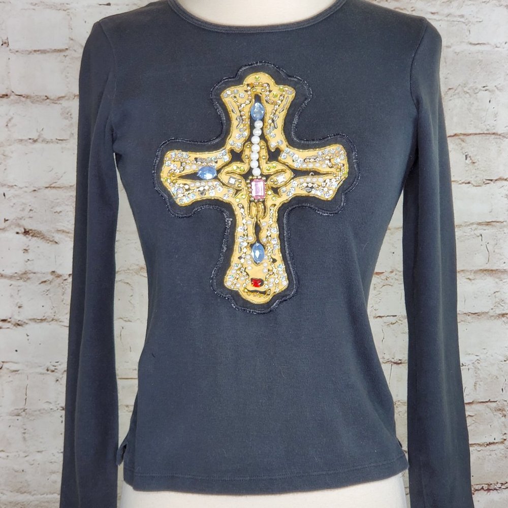 Mad Love Cross Embellished Tee XS